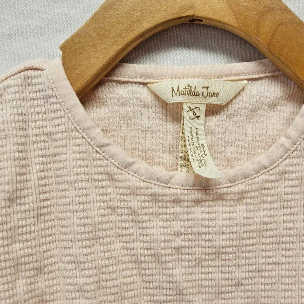 Matilda Jane Top and Leggings Set‎ Kids Size 6 Pink Floral Waffle Knit Ruffles